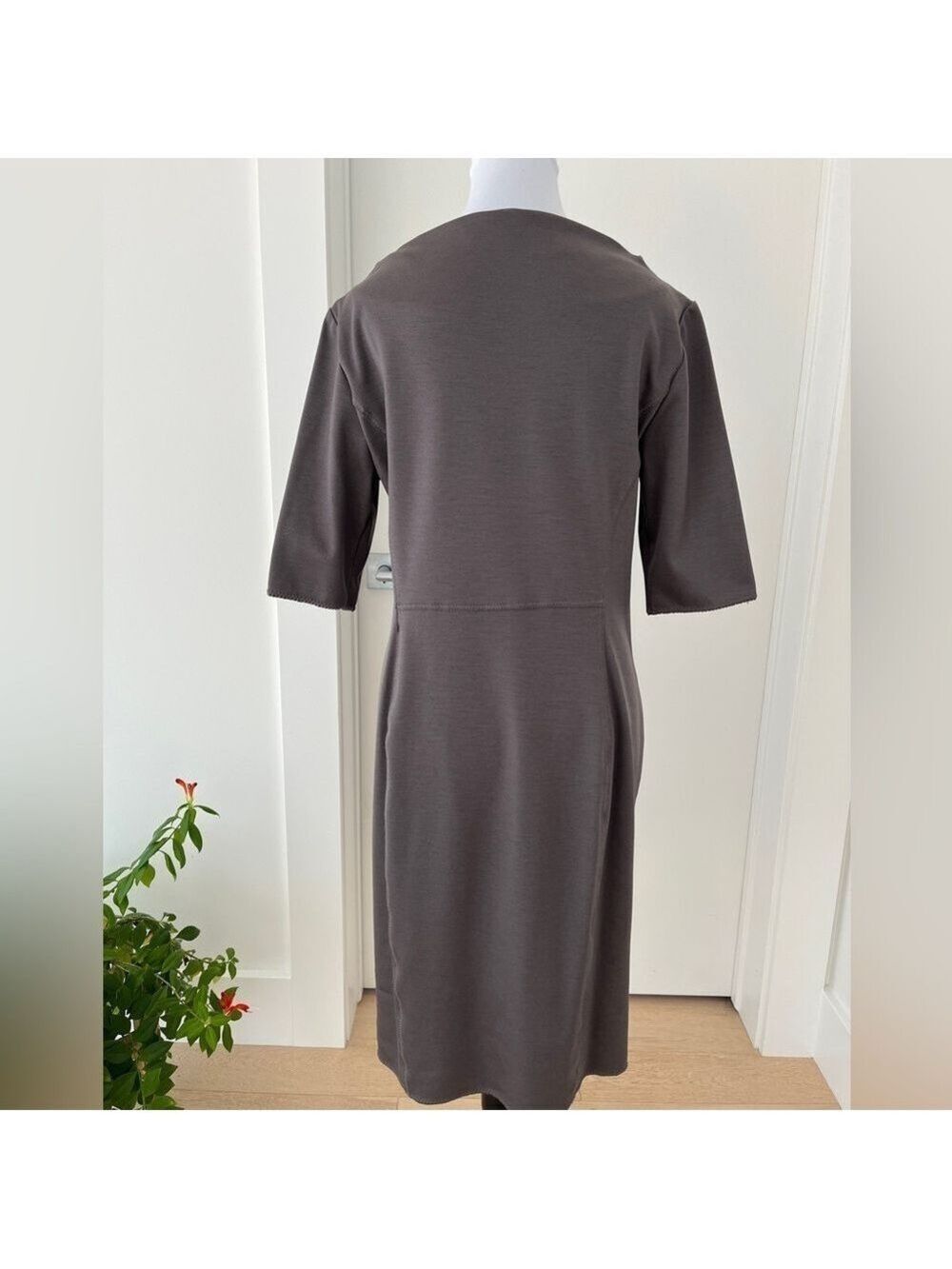 MARELLA Boat Neck Dress Jersey Wool Blend Classic Neutral Elegant Minimalist - Picture 3 of 17